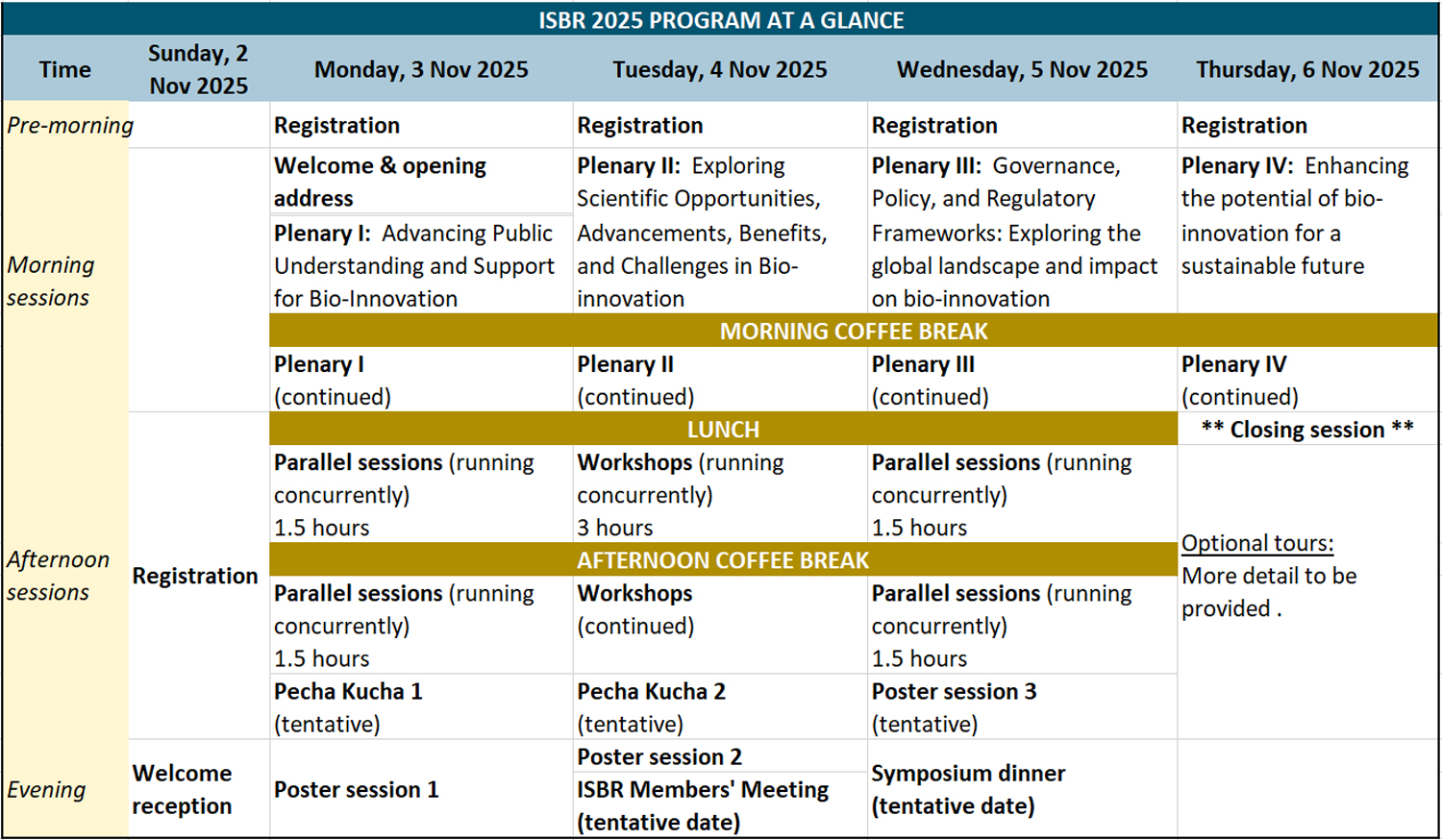 Program at the Glance